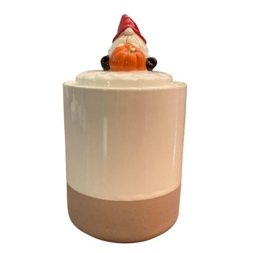 Arlington Designs Gnome Holding Pumpkin Cookie Jar Canister. Halloween, fall